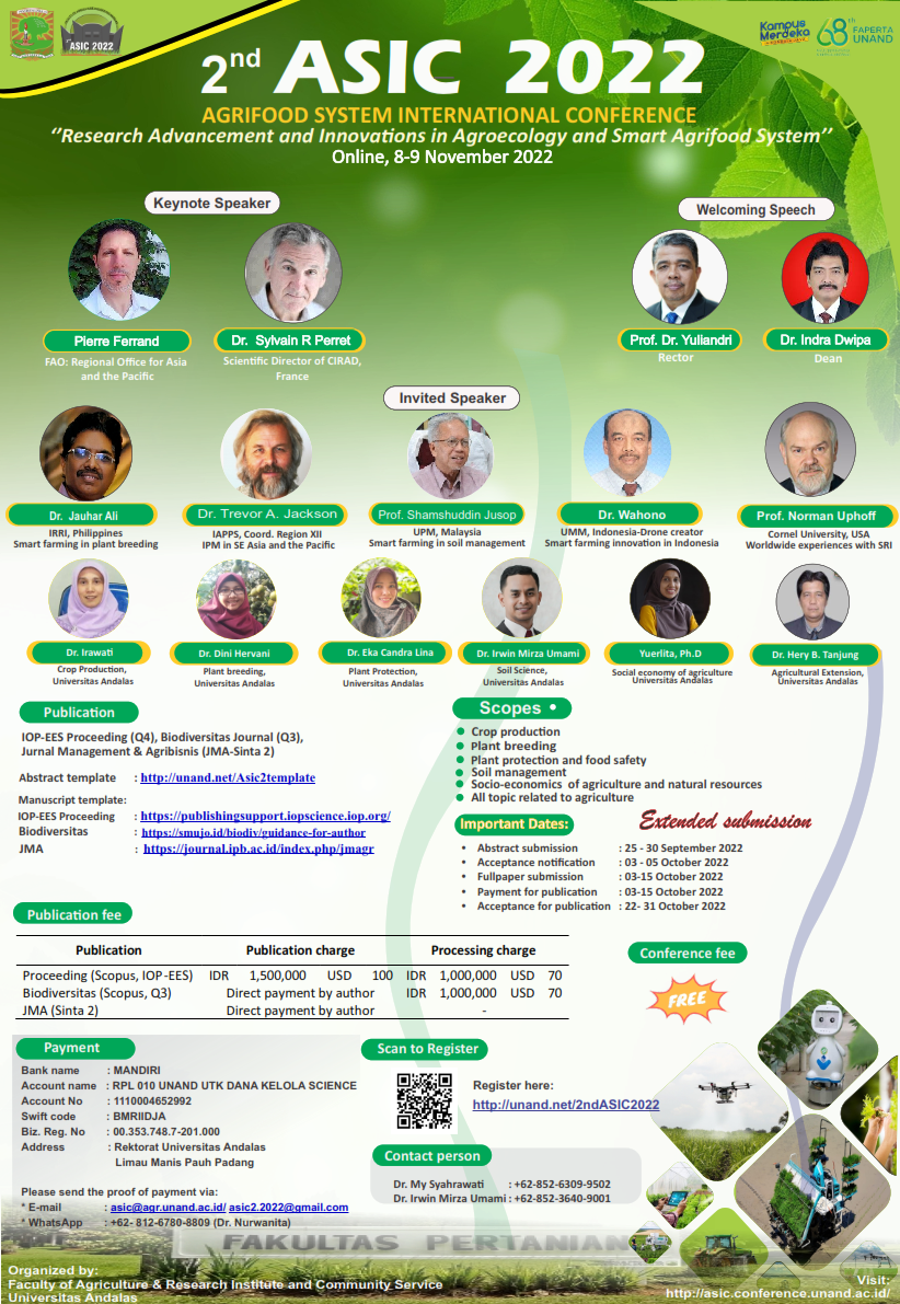 2nd Asic Universitas Andalas – Agrifood System International Conferences